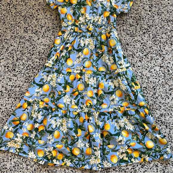 Anthropologie Somerset Maxi Dress Tiered Iris Blue Lemon Print Dress Women’s XL - Picture 11 of 14
